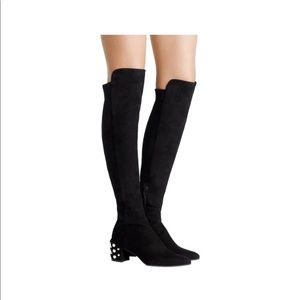 StuartWeitzman Allwaypearl Black Suede Boot 7.5New